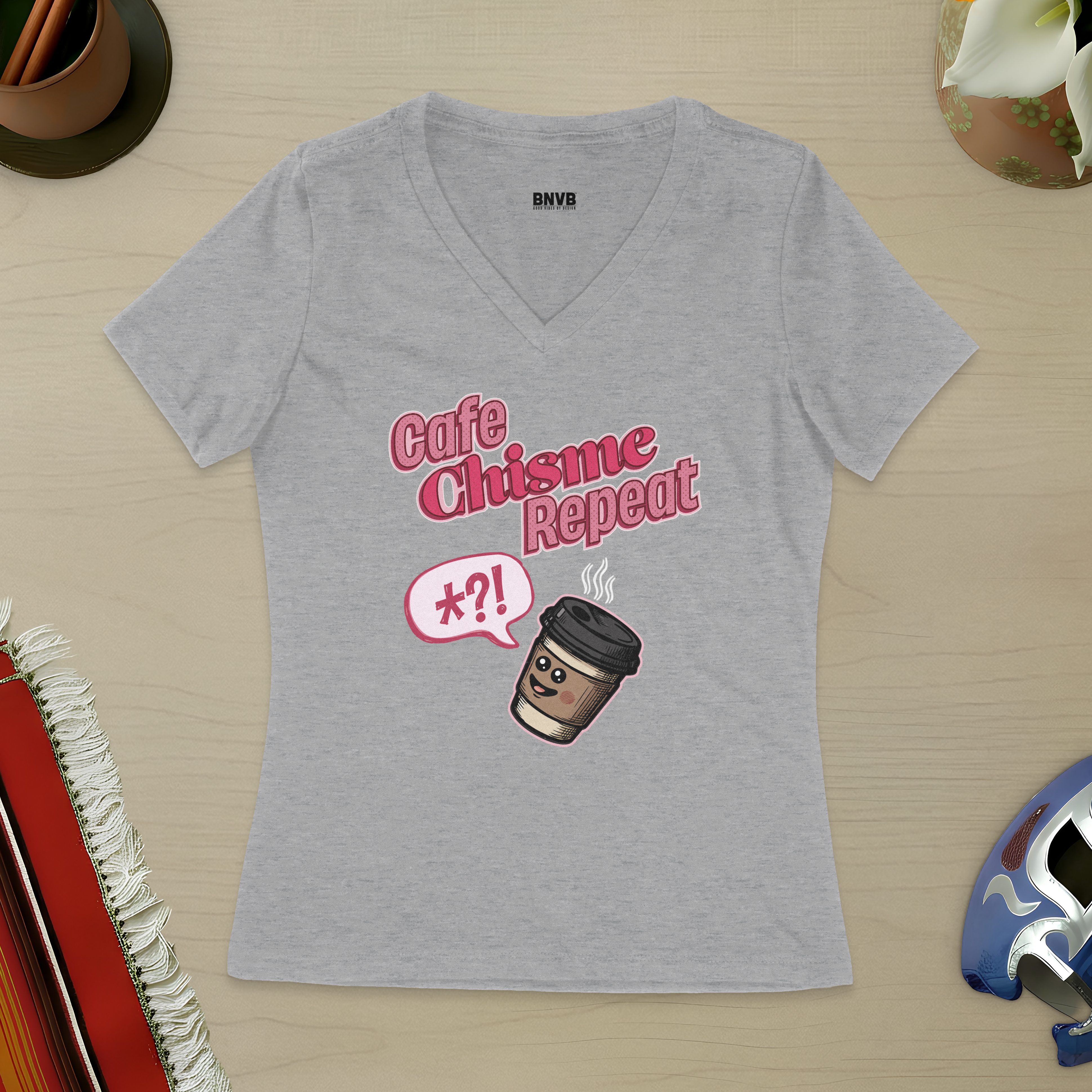 Café, Chisme, Repeat Women's V-Neck Tee