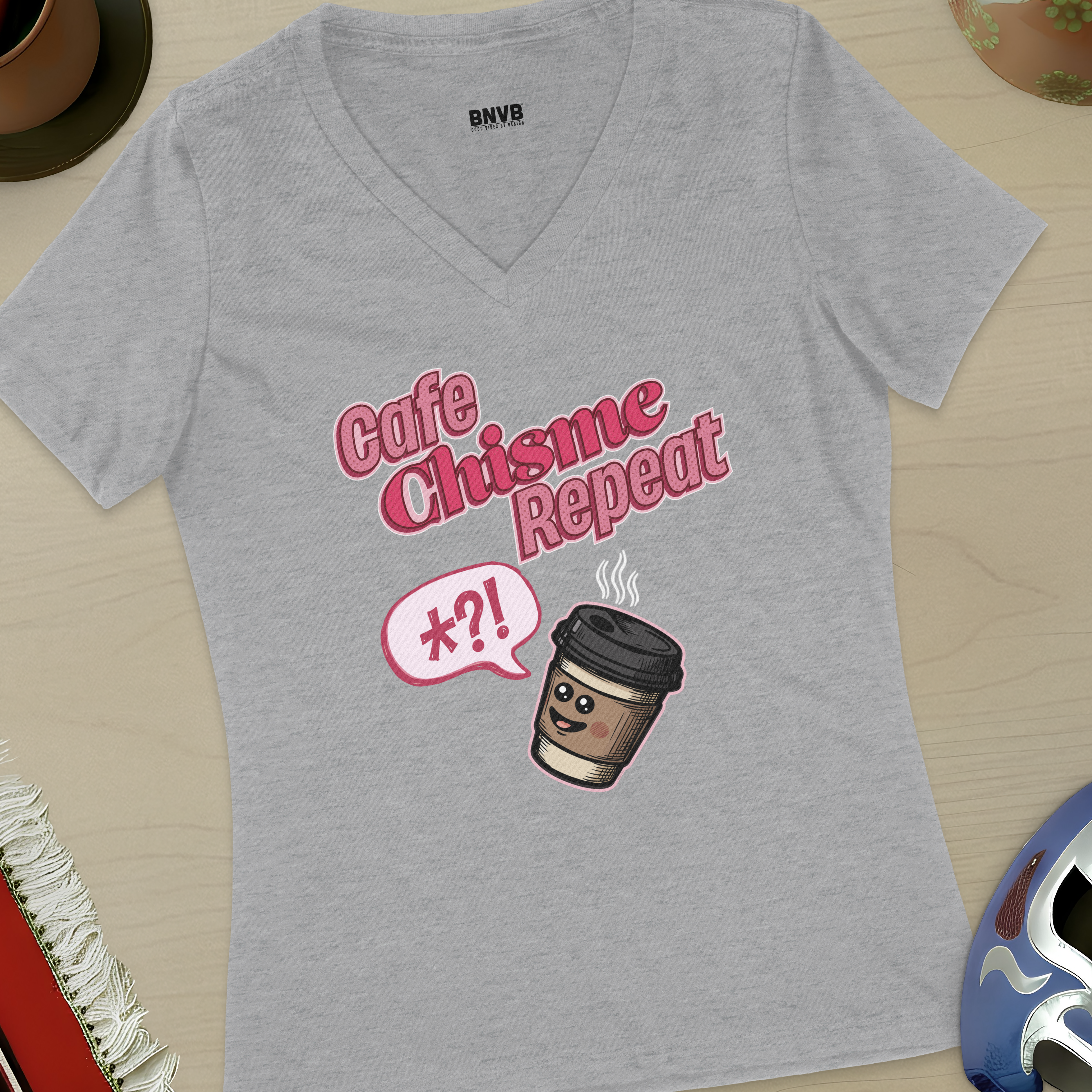 Café, Chisme, Repeat Women's V-Neck Tee