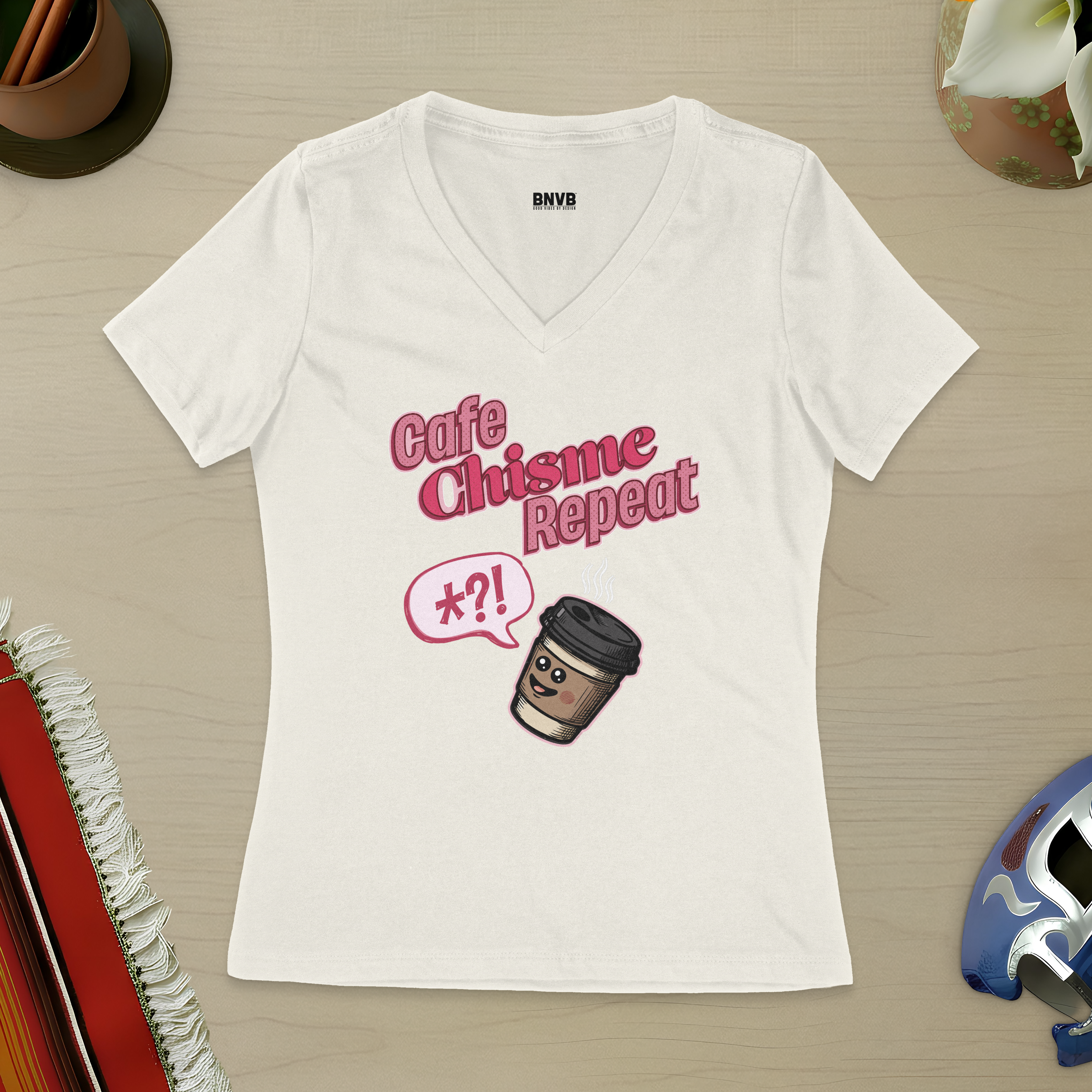 Café, Chisme, Repeat Women's V-Neck Tee