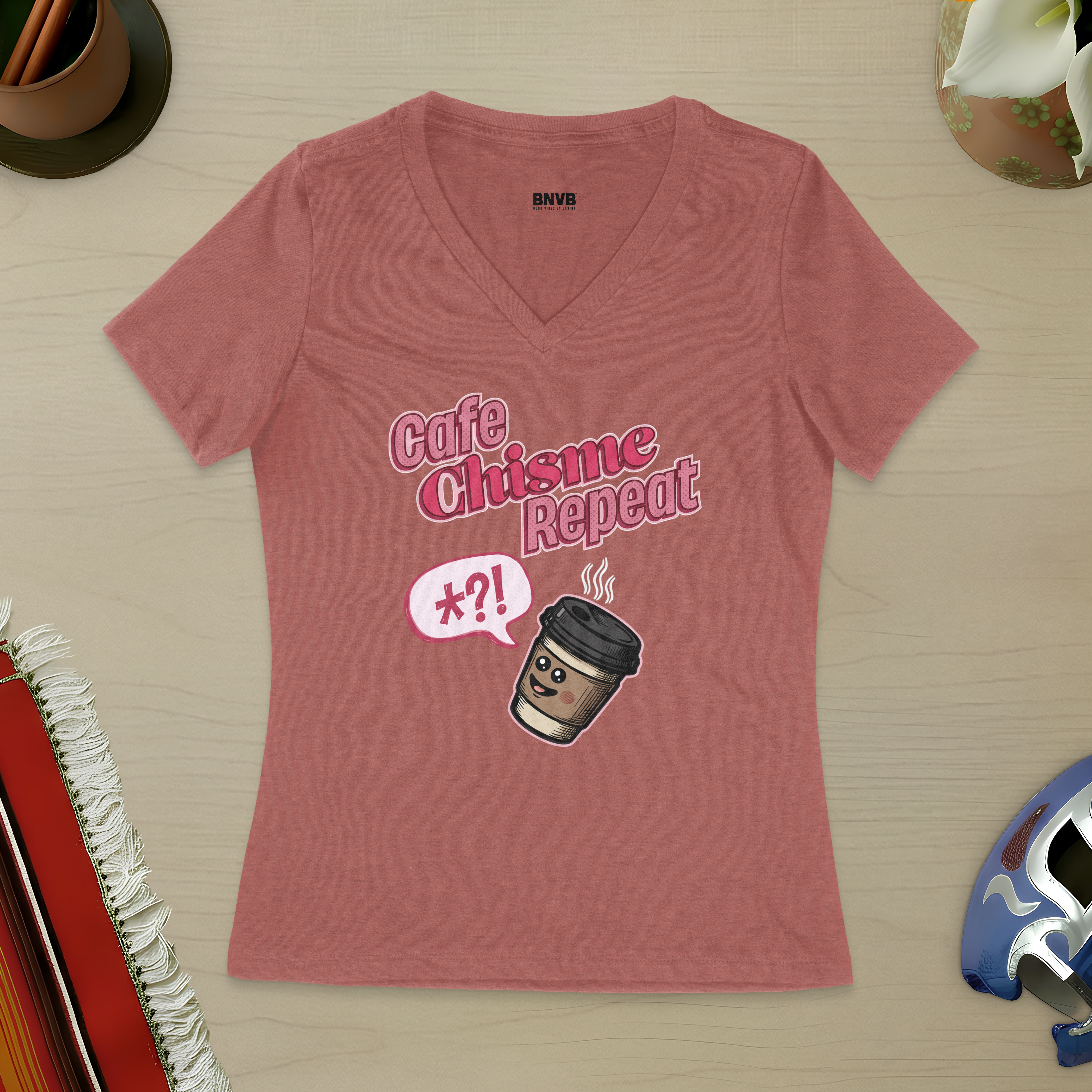 Café, Chisme, Repeat Women's V-Neck Tee