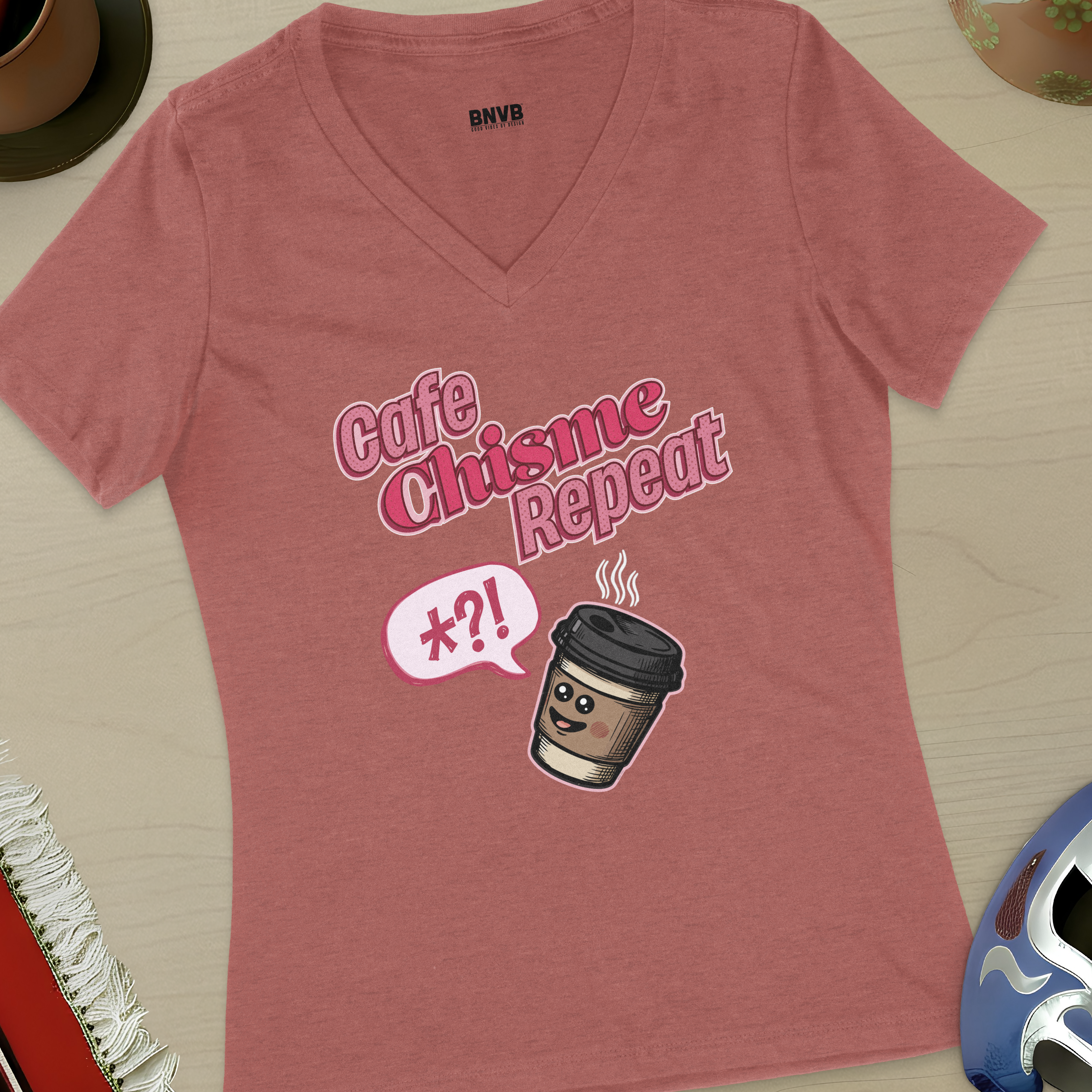 Café, Chisme, Repeat Women's V-Neck Tee