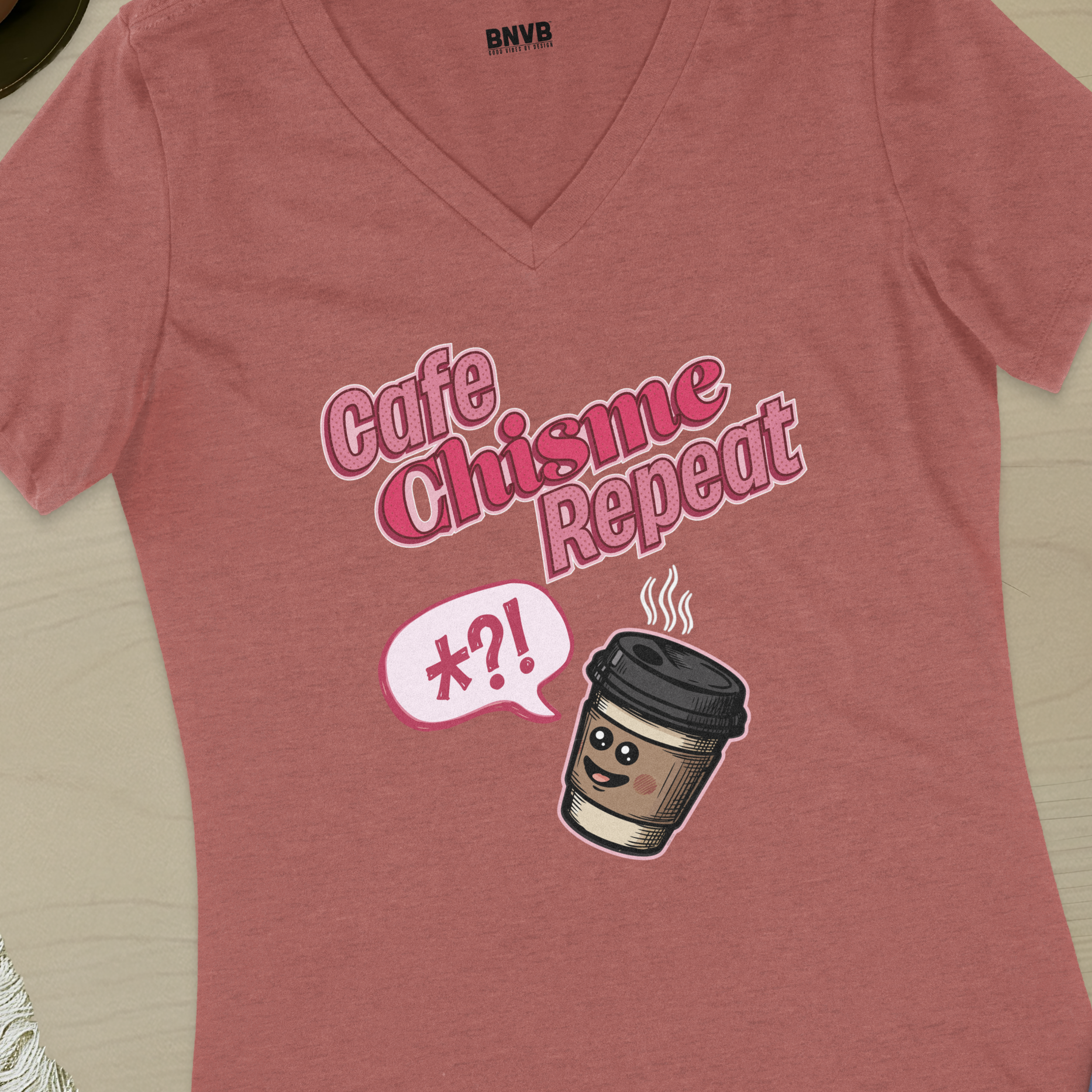 Café, Chisme, Repeat Women's V-Neck Tee