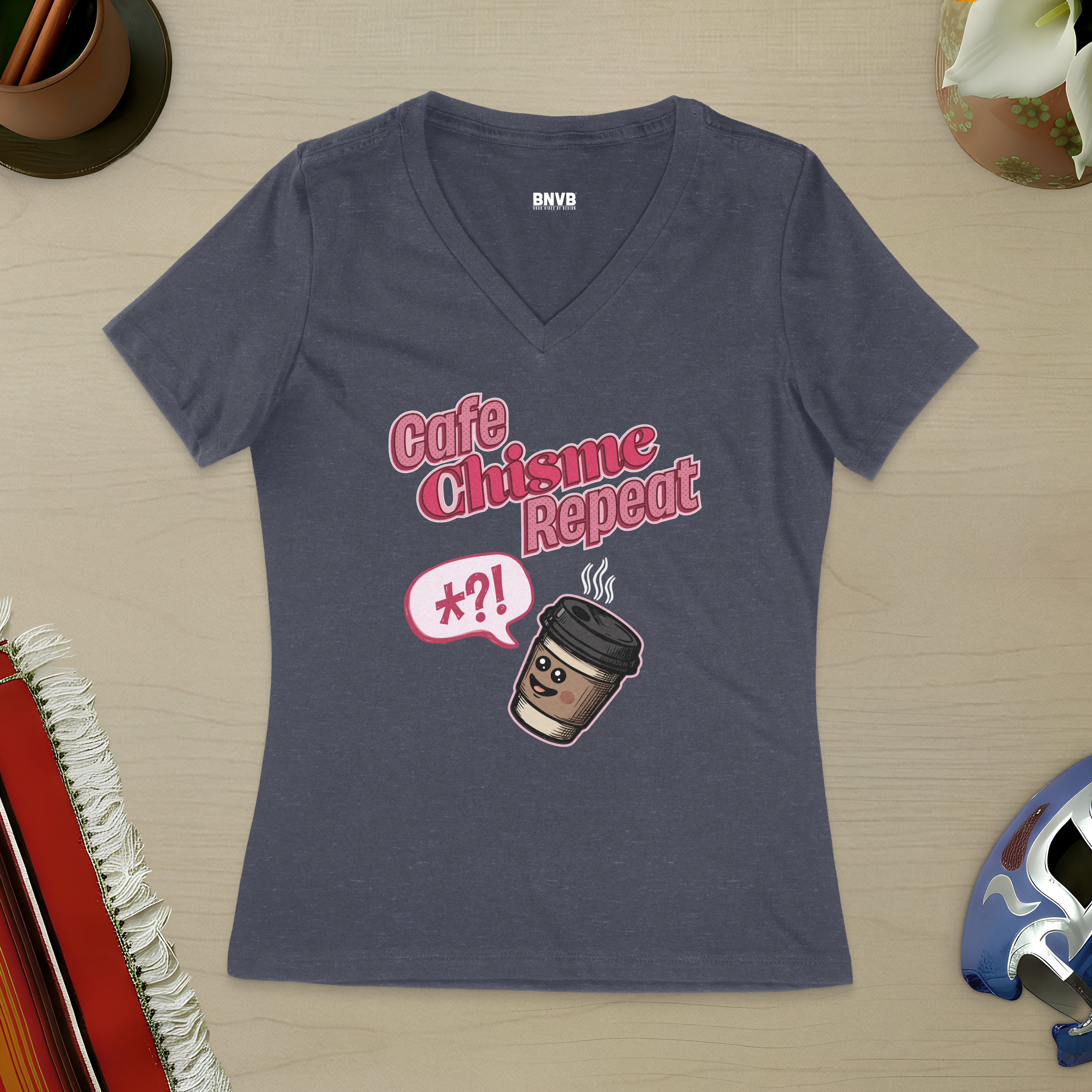 Café, Chisme, Repeat Women's V-Neck Tee