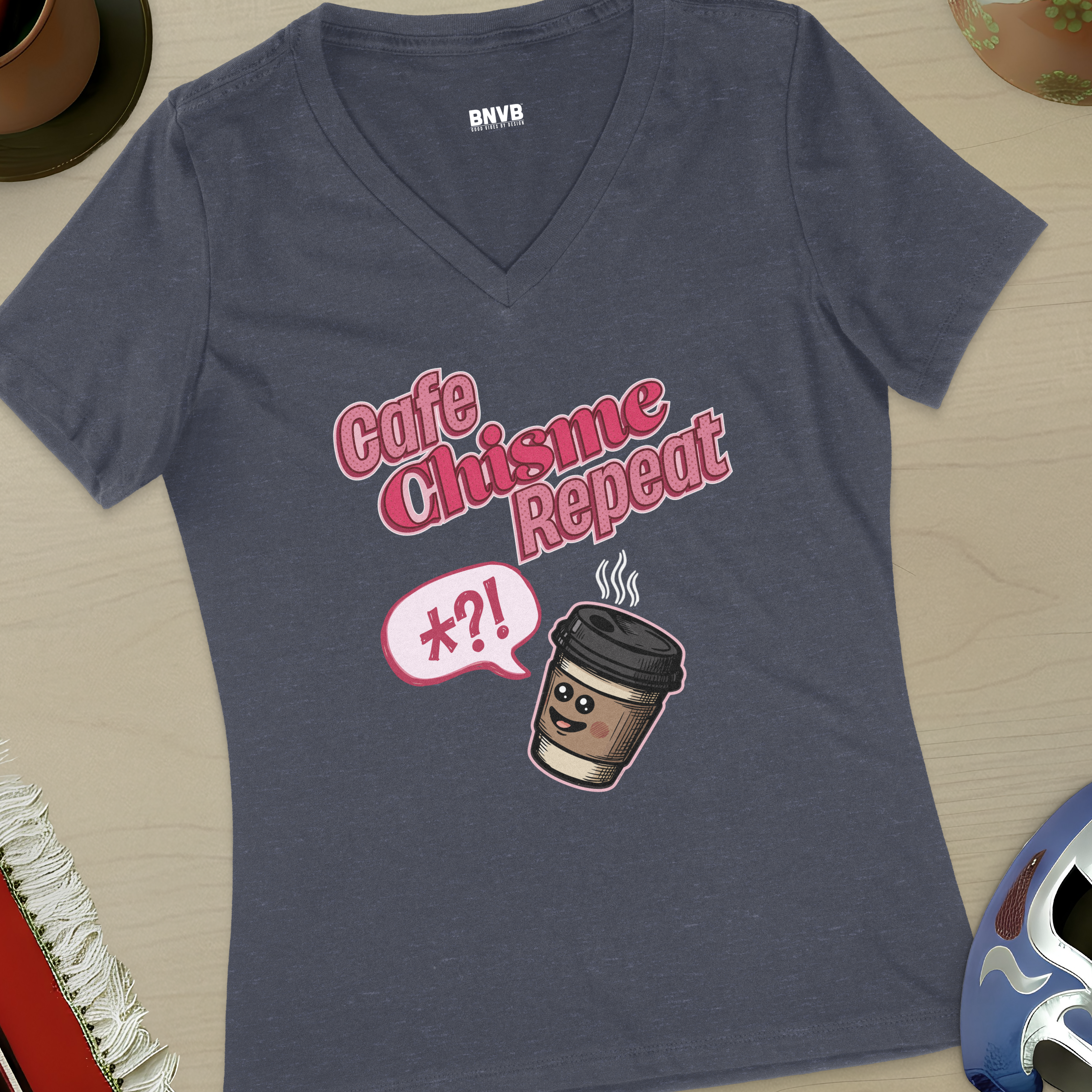 Café, Chisme, Repeat Women's V-Neck Tee