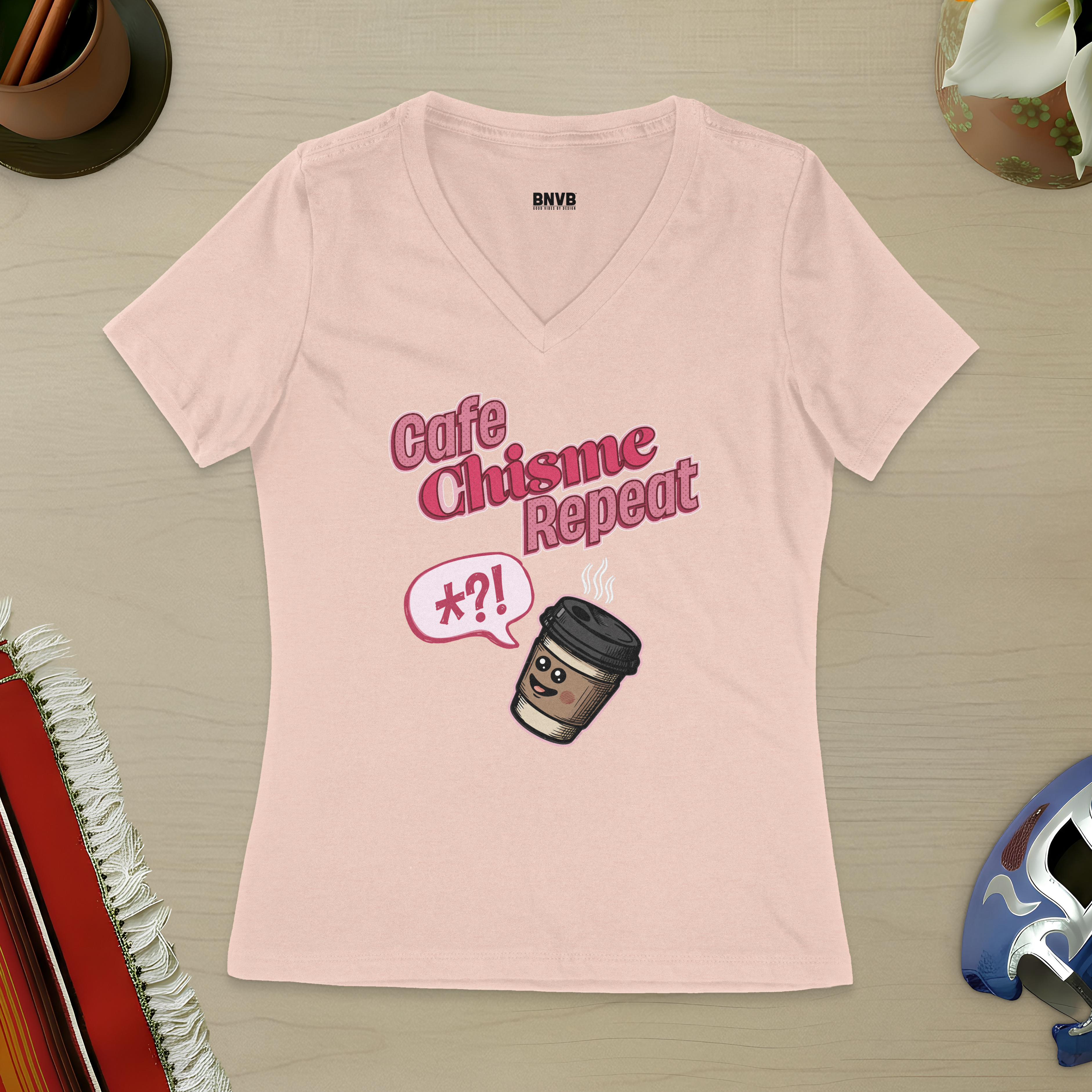 Café, Chisme, Repeat Women's V-Neck Tee