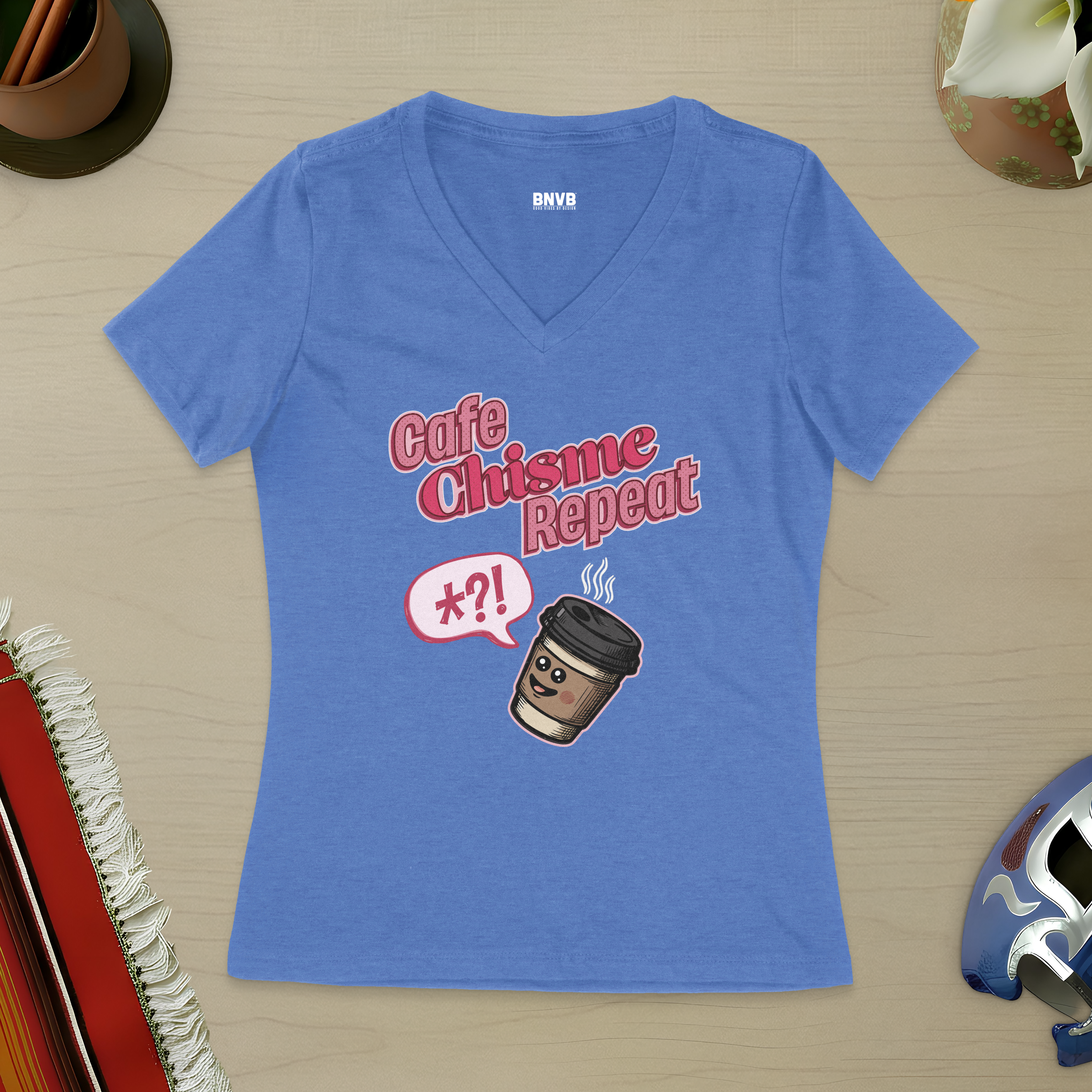Café, Chisme, Repeat Women's V-Neck Tee