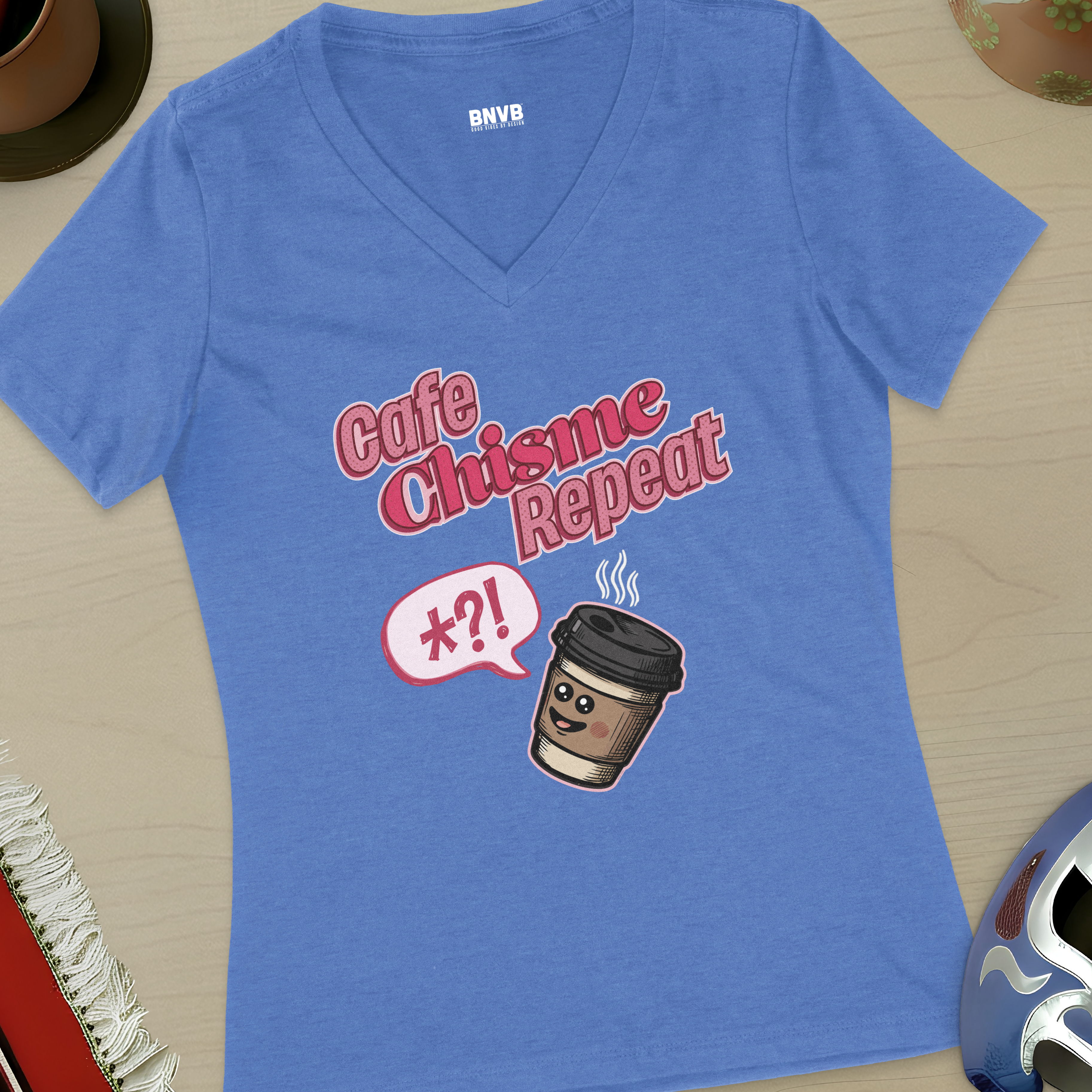 Café, Chisme, Repeat Women's V-Neck Tee
